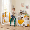 Set Scivolo Bambini 7 in 1 186x176x86 cm con Altalena Scaletta Tunnel Contenitore e Gradini Antiscivolo in HDPE Bianco      