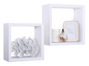 Set 2 Mensole Cubo da Parete Quadrato in Fibra di Legno Ginevra Bianco