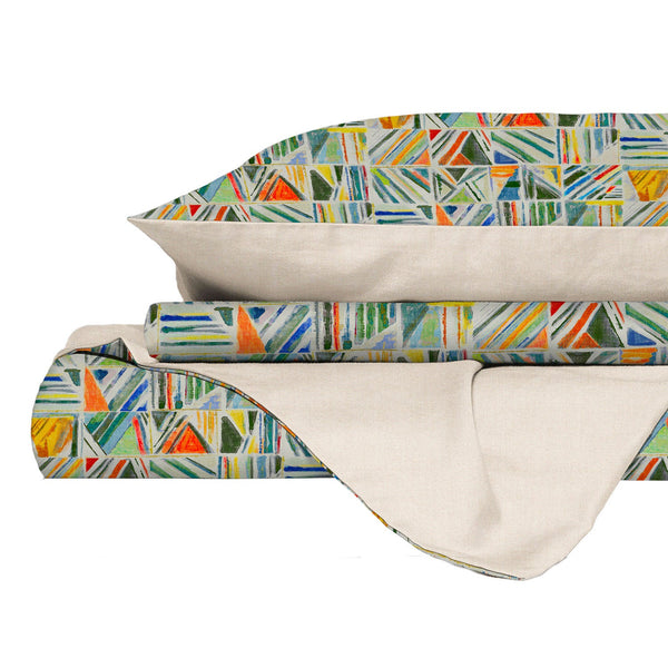 acquista Copripiumino Matrimoniale con Federe Stampato in Puro Cotone Bajo