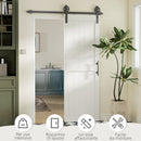 Porta Scorrevole in Stile Country 71,5x213,4 cm con Binario e Maniglia in Legno e Acciaio Bianco e Nero      