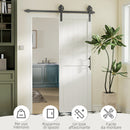Porta Scorrevole in Stile Country 71,5x213,4 cm con Binario e Maniglia in Legno e Acciaio Bianco e Nero      