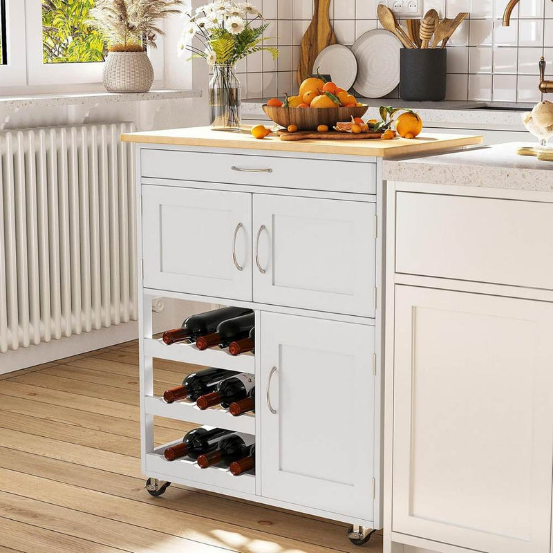 Carrello da cucina 67x36x87 cm in legno Rovere bianco