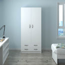 Armadio210x91X52 cm 2 ante e 2 cassetti bianco frassinato