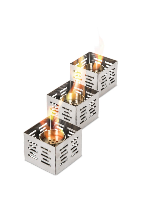 Set 3 Biocamini da Tavolo 10x10xH8 cm in Acciaio Satinato Set Skato Grigio Cromo sconto