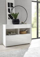 Credenza Mobile Soggiorno 1 Anta 2 Vani 111x42x82 cm TFT Akira Bianco Lucido