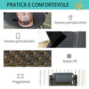 Sedia Sdraio Zero Gravity Reclinabile Pieghevole con Vassoio in Rattan e Acciaio Grigia