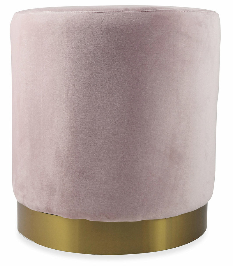 Pouf Poggiapiedi Ø47x50 cm in Velluto Soriani Rosa Cipria