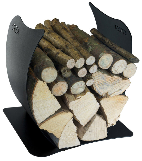 Portalegna per Camino da Interno 400x375x345 cm in Acciaio Crea Onda Nero prezzo
