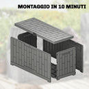 Baule da Giardino 106,5x43x54,5 cm Capacità 227L con Chiusura a Chiave in Resina Impermeabile e Anti UV Grigio      