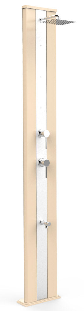 Doccia Solare da Giardino 40L Miscelatore Nebulizzatore e Lavapiedi Arkema Dada S Fascia Inox Champagne Bronze sconto