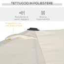 Ombrellone Doppio 150x295x170-214 cm Inclinabile e Regolabile in Poliestere e Metallo Crema  
