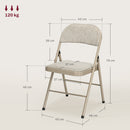 Set di 6 Sedie Pieghevoli Moderne 45x46x78 cm in Acciaio e Tessuto Effetto Lino Beige      