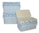 Set 3 Baule in rattan azzurro andrea fodera fiori blu 