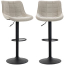 Set 2 Sgabelli Bar Girevoli Regolabili 47x53x90-110 cm con Base in Metallo e Schienale Bianco Crema      