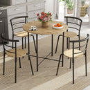 Set Tavolo da Pranzo Rotondo Stile Industriale con 4 Sedie Salvaspazio in Legno e Metallo      