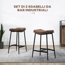Set 2 Sgabelli da Bar in Stile Industriale 48,5x38,5x68,5 cm in Finta Pelle Nero e Marrone   