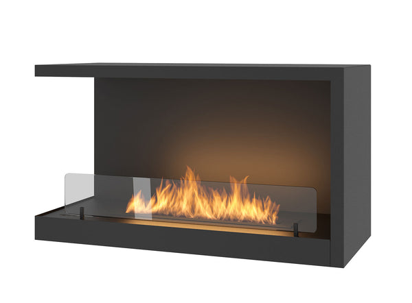 sconto Camino a Bioetanolo da Incasso 80x45 cm Inside L800 V2 Angolo a Sinistra Nero con Vetro