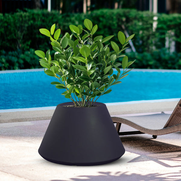 Vaso da Esterno Interno Design Conico Ø60x35 cm Stromboli in Resina Antracite sconto