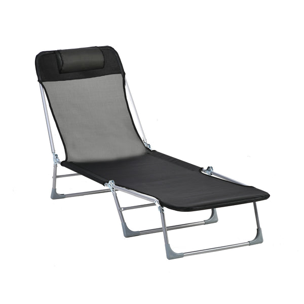 prezzo Sdraio da Giardino 182x56x28 cm Pieghevole con Schienale Reclinabile e Cuscino in Metallo e Texteline Nero