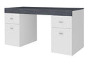 Scrivania 2 Ante 2 Cassetti 130x60x75 cm Sliding Bianco Lucido e Ardesia