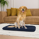 Maxi Cuscino Imbottito e Trapuntato per Cani Gatti in Microfibra Blu Scuro