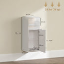 Mobiletto Pensile da Bagno Sospeso 30x34x79,4 cm con Cassetto Anta Lucida e Ripiano in Vetro in MDF Bianco      
