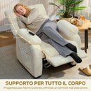 Poltrona Reclinabile 150° Effetto Velluto con Poggiapiedi Telecomando e Tasca Laterale 96x90x105 cm Bianco      