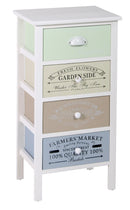 Cassettiera 4 Cassetti in Legno Massello 38x28x72 cm Fumer Allegra Bianca