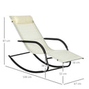 Sedia Sdraio a Dondolo da Giardino 67x144x87 cm in Acciaio e Poliestere Grigio e Beige