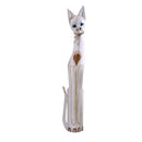Statuina Gatto in legno bianco beige cm 17x6xh100