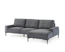 Divano 3 posti con Penisola 260x78/135x83 cm  in Fibra di Polipropilene Washington Grigio Scuro