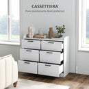 Cassettiera 6 Cassetti Piano con Bordi Rialzati 110x40x88 cm in Legno Bianco 
