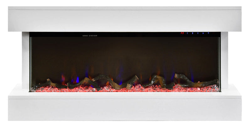 Camino Elettrico da Pavimento Effetto Fiamma 1500W Paige Bianco