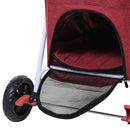 Passeggino Doppio per Cani e Gatti Pieghevole 82x48x100 cm in Metallo e Tessuto Oxford Rosso