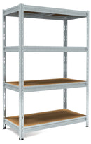 Scaffale in Metallo ad Incastro 4 Ripiani in Legno 120x50xh180 cm Pokerino Zincato