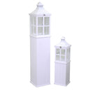 Set 2 Lanterna in legno bianco rettangolare