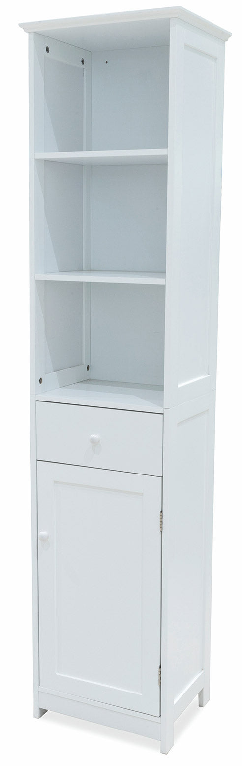 acquista Mobile a Colonna 1 Anta 1 Cassetto 3 Ripiani 30x39x175 cm in Legno Soriani Bianco