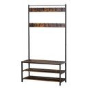 Appendiabiti Panchina per Ingresso con Scarpiera 100x40x184 cm in Metallo Nero e Marrone