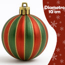 Box 8 Palle di Natale Ø10 cm in Plastica Rosso e Verde      