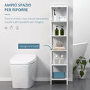 Mobile Scaffale Bagno 5 Ripiani 30x30x140 cm in MDF Bianco
