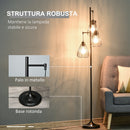 Lampada da Terra con Paralumi E27 in Metallo Nero