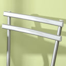 Set Bar Tavolino Alto e 2 Sgabelli da Giardino in Acciaio e Legno Quercia