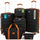 Set 6 Valigie Rigide Family 55-66-75 cm con Beauty Case e Borsone Espandibile in ABS Nero e Marrone