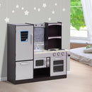 Cucina Giocattolo per Bambini con Frigo e Microonde  Nera e Grigia