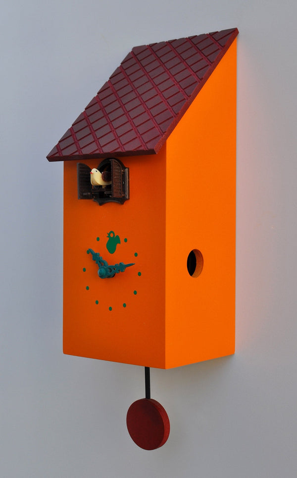 Orologio a Cucù da Parete 13x30x12 cm Pirondini Italia Portofino Arancio Giallo sconto
