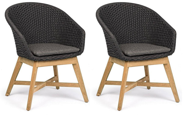 Set 2 Sedie 64x64x85h cm con Braccioli e Cuscini Coachella Antracite prezzo