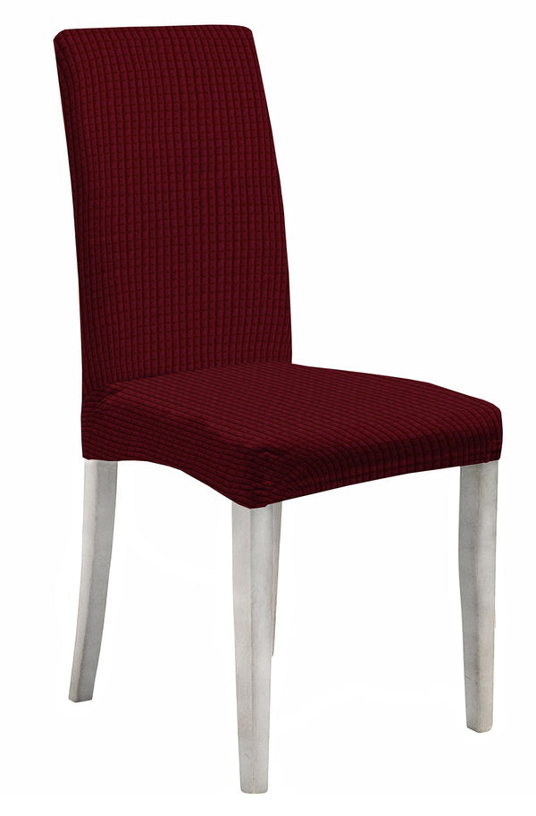 prezzo Set 2 Coprisedie con Schienale Elasticizzati in Poliestere Leslie Bordeaux