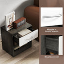 Set 2 Comodini con Cassetto e Ripiano Aperto 39x28x41 cm in Legno Bianco e Grigio Scuro   