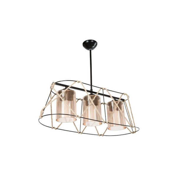 online Lampada a sospensione Gezegen  3 luci metallo nero e corda