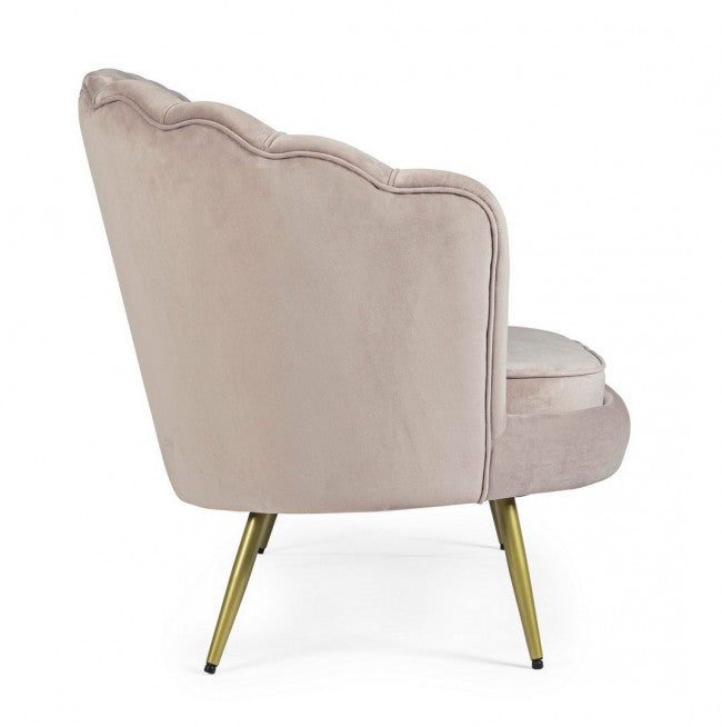 Divano 2 Ripiani Giliola in Tessuto effetto Velluto Grigio Chiaro